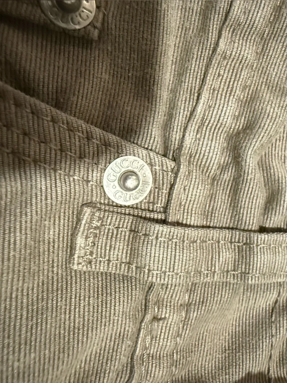 Gucci Olive Green Jeans with Embroidered Interlocking G
